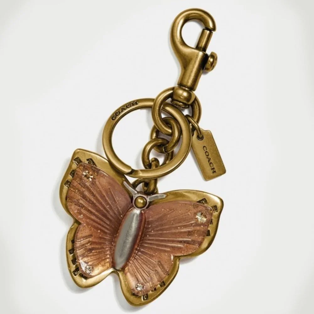 Coach 🦋 Butterfly 🦋 RHINESTONES GLITTER Resin Bag Charm RETAIL MODEL